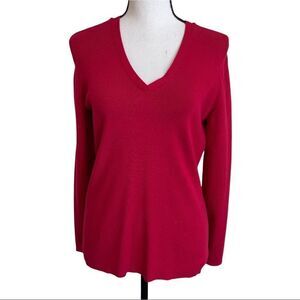 Chico's LIghtweight V-Neck Long Sleeve Sweater Red - Size 8